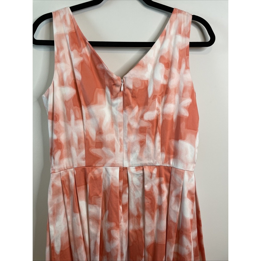 Calvin Klein Womens 8 Salmon White Floral Sleeveless Fit Flare Dress - Picture 5 of 9